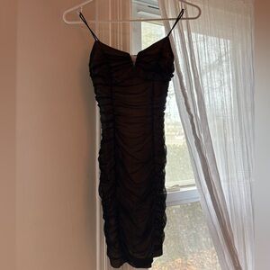 Sky to Moon Elegant Little Black Ruched Dress NWT